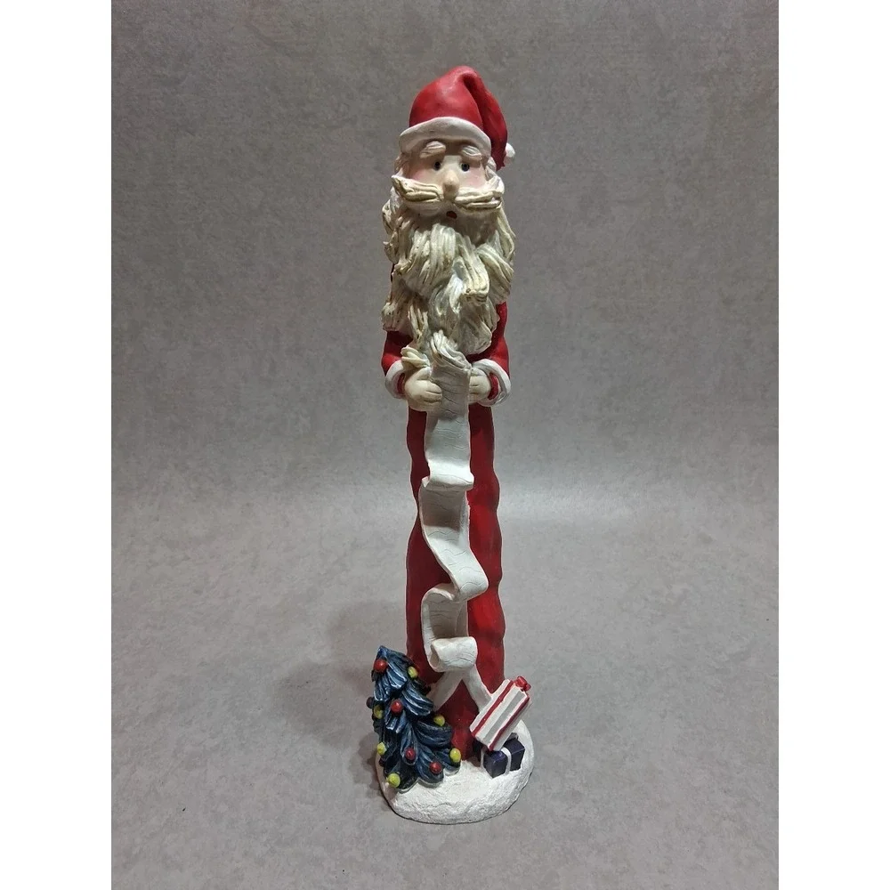 Vintage Tall Skinny Santa 9.5 in.  Figurine with List Tree Gifts